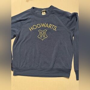 Harry Potter Long Sleeve Sweatshirt Hogwarts Embroidered Womens Small Blue EUC